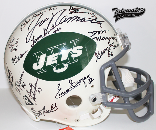 1969 NEW YORK JETS Team Signed Authentic Riddell Football Helmet Namath - STEINER