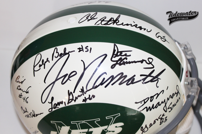 1969 NEW YORK JETS Team Signed Authentic Riddell Football Helmet Namath - STEINER