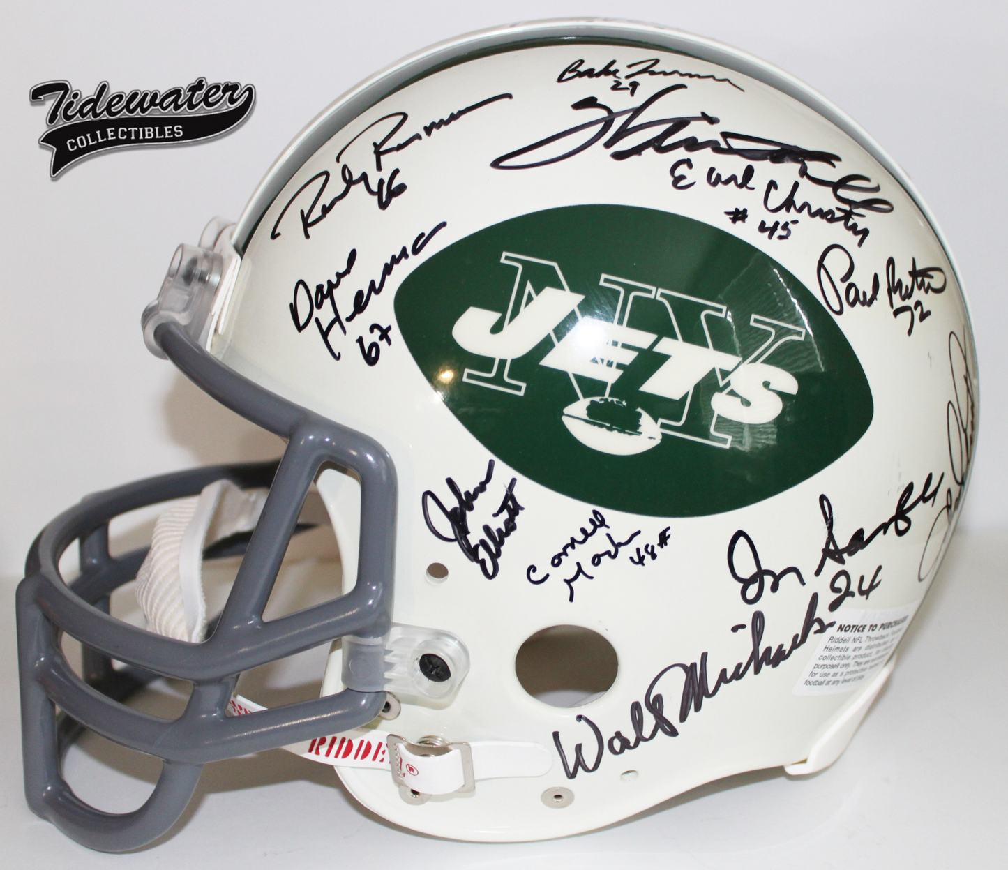 1969 NEW YORK JETS Team Signed Authentic Riddell Football Helmet Namath - STEINER