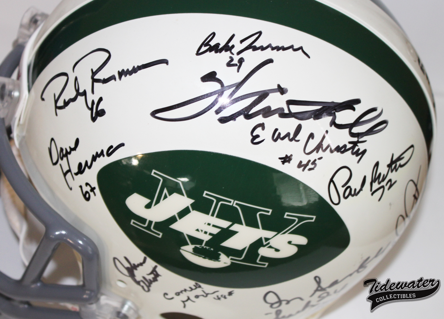 1969 NEW YORK JETS Team Signed Authentic Riddell Football Helmet Namath - STEINER