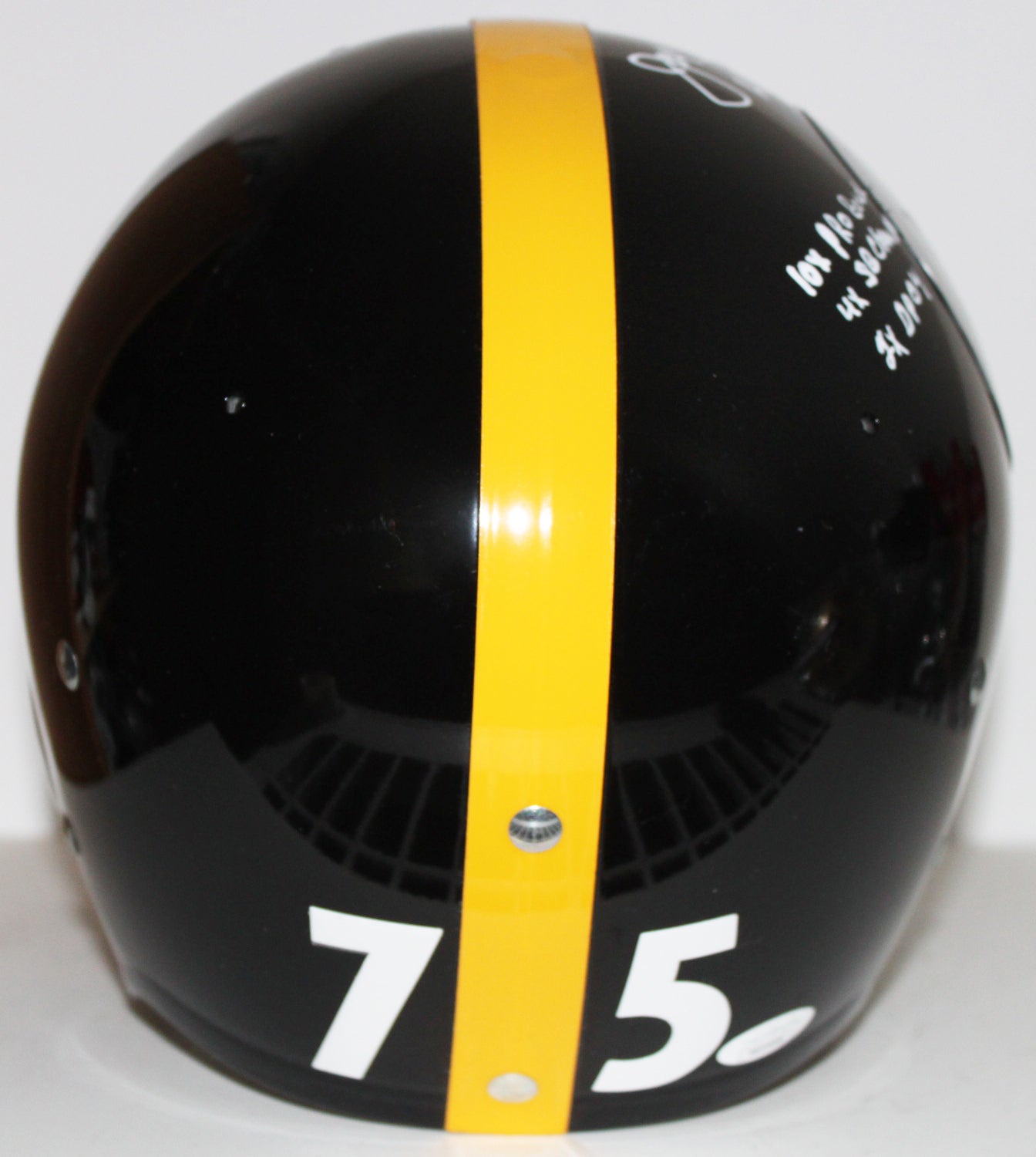 "Mean" Joe Greene Pittsburgh Steelers Signed "TK" Suspension Helmet with Inscriptions - JSA