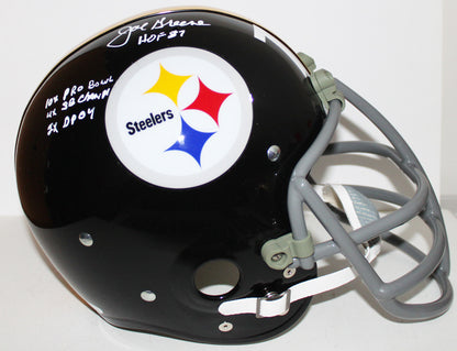 "Mean" Joe Greene Pittsburgh Steelers Signed "TK" Suspension Helmet with Inscriptions - JSA